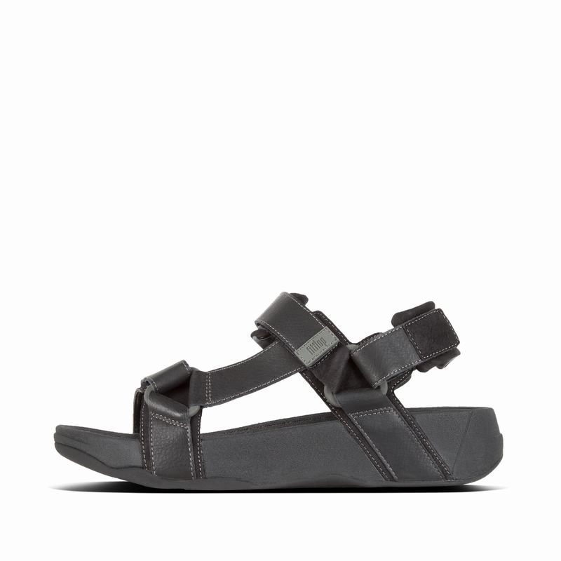 FitFlop Ryker Leder Strap Thick Sole Schwarz - FitFlop Sandalen Herren Schweiz [KUXA-70641]